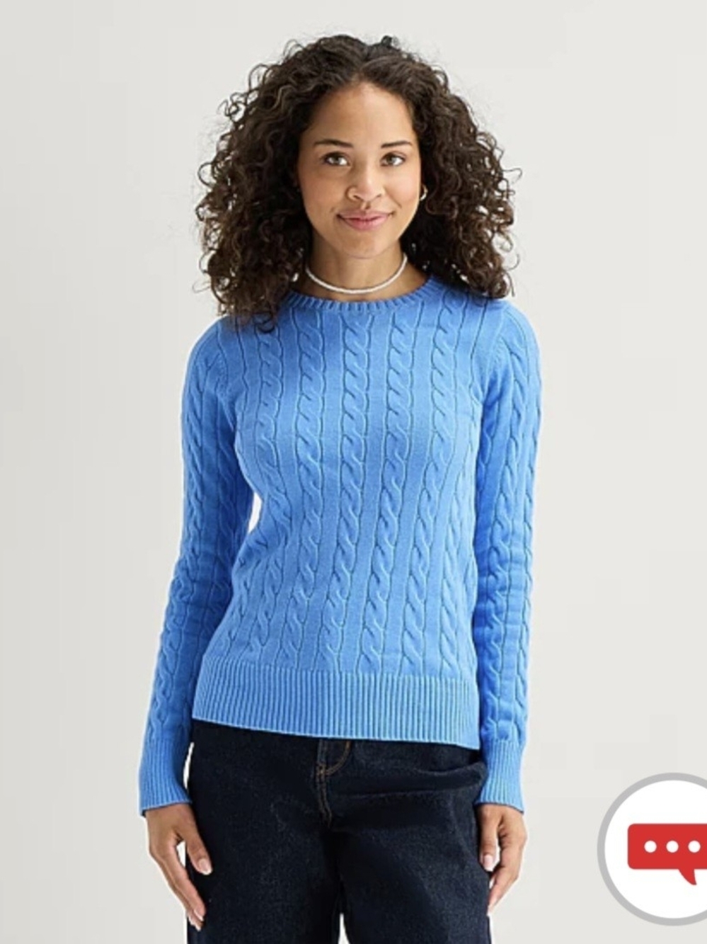 Women's St. John's Bay Cable Knit Crewneck Sweater - Bright Blue